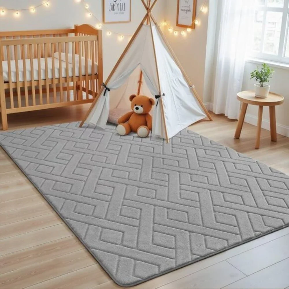 New 3x5 Ultra Soft Grey Shag Rug Modern Washable Carpet for Bedroom Nursery